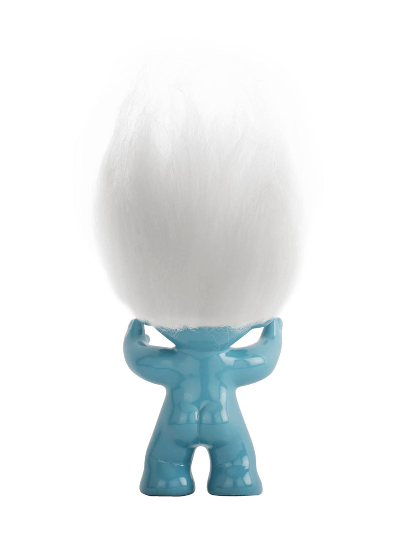 Lykketroll (himmelblå og hvitt hår, 9 cm)