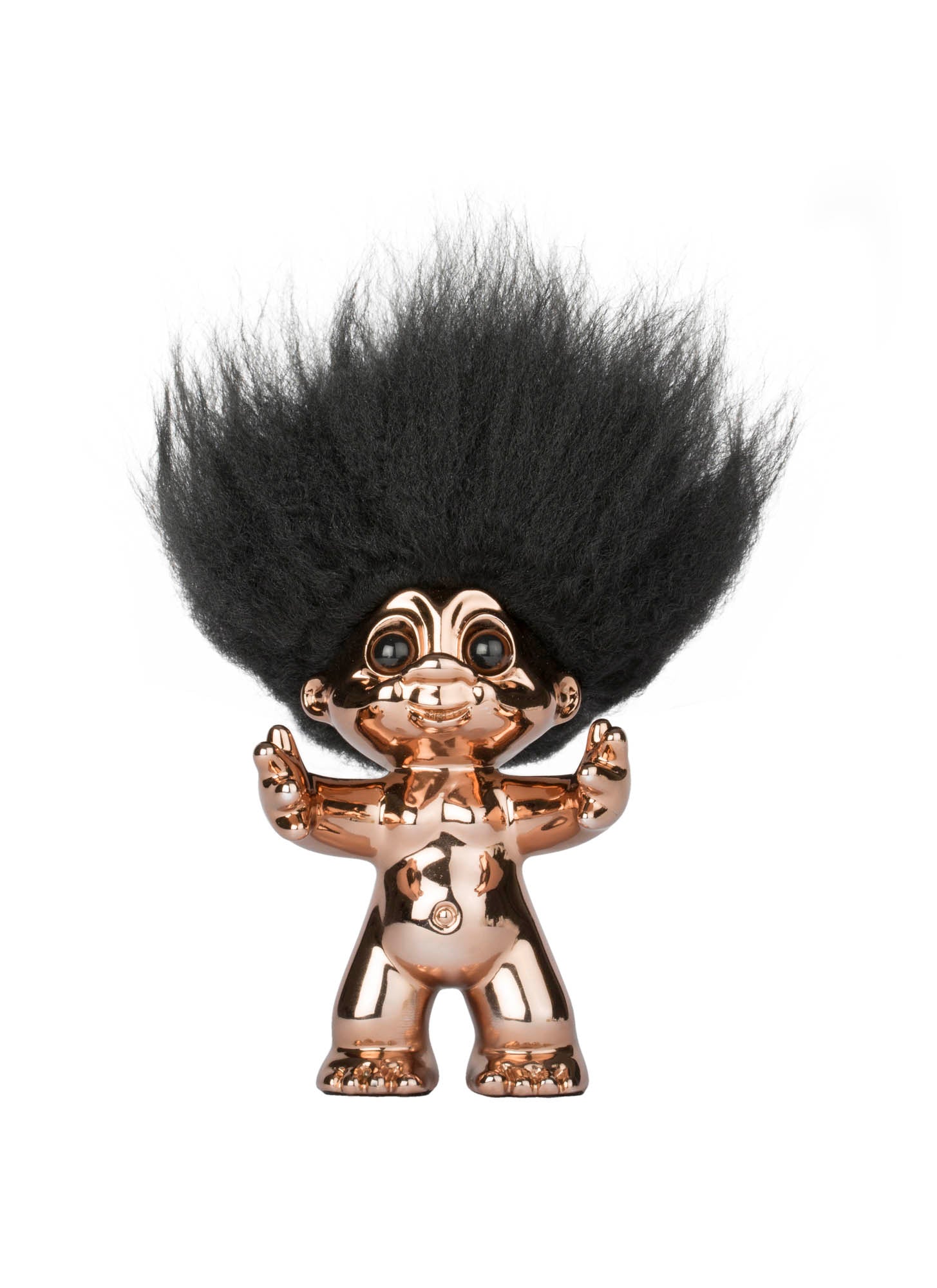 Lykketroll (bronse og svart hår, 9 cm)